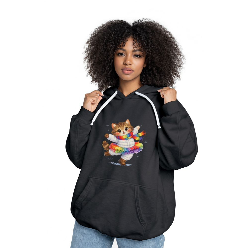 Snow Pirouette Clumsy Ballet Cat Winter Hoodie For Ski Lovers Adorable Gifts for Men Women Boy Kids Pull over hoodie