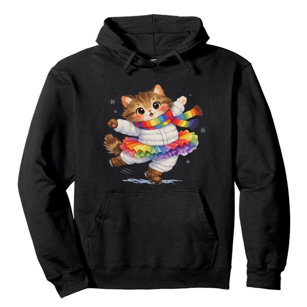 Snow Pirouette Clumsy Ballet Cat Winter Hoodie For Ski Lovers Adorable Gifts for Men Women Boy Kids Pull over hoodie