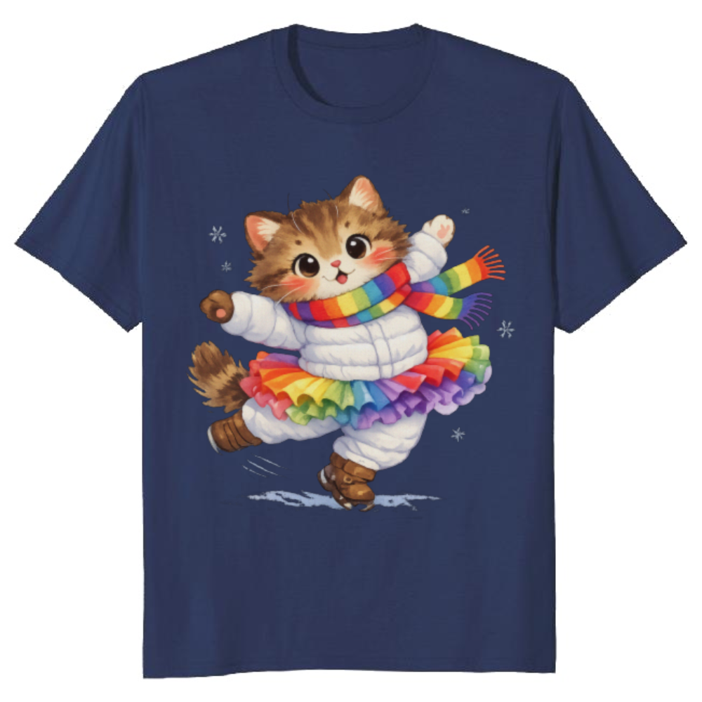 Snow Pirouette Clumsy Ballet Cat T-Shirt For Pet Lovers And Winter Fans Charming Gifts for Men Women Boy Kids T-Shirt