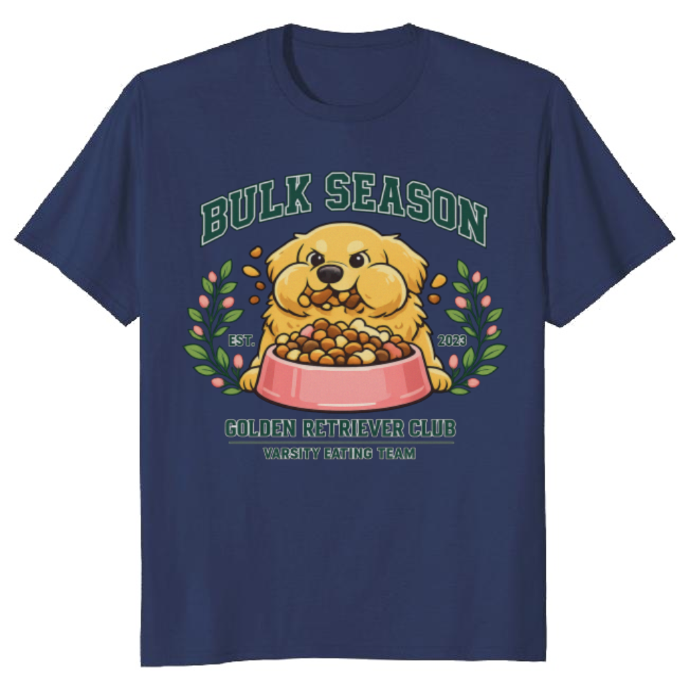 Preppy Golden Retriever Varsity Bulk Season Graphic Tee Funny Gifts for Men Women Boy Kids T-Shirt
