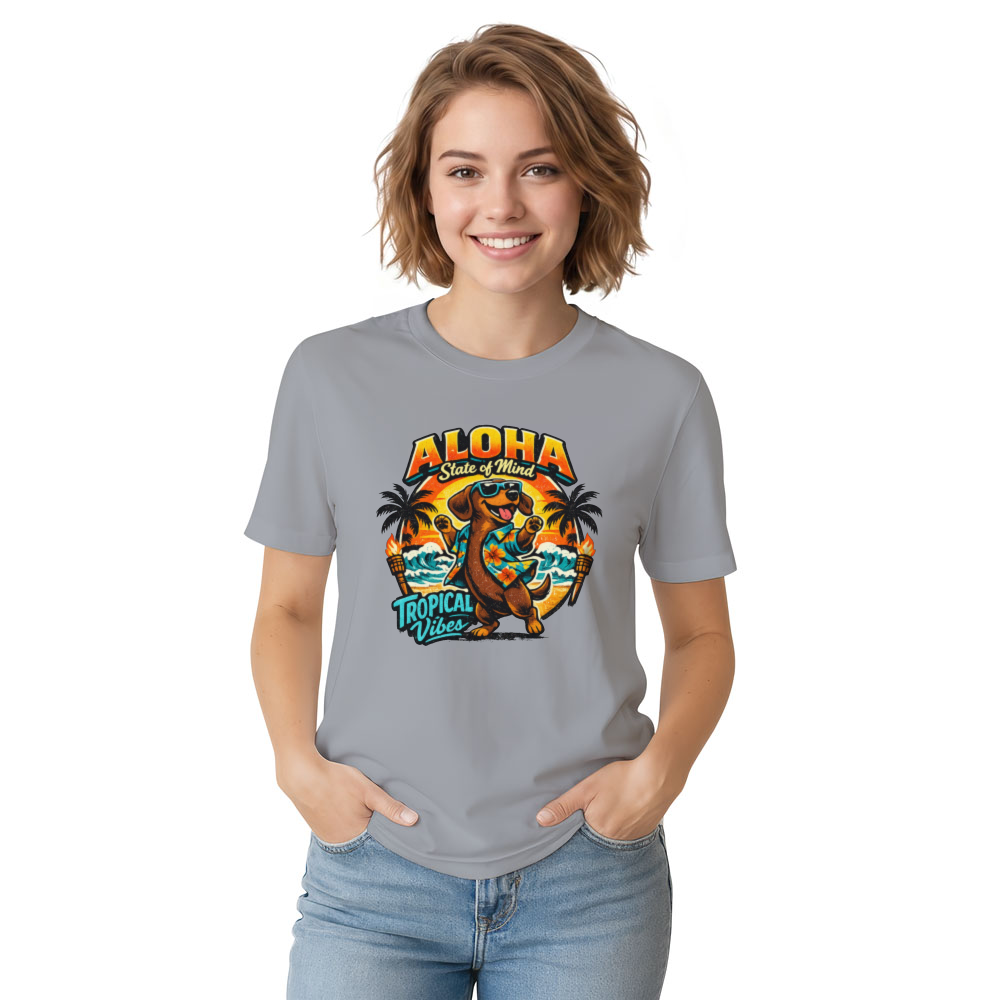 Aloha Wiener Dancing Dachshund Hawaiian Shirt Graphic Retro Tropical Luau Cute Gifts for Men Women Boy Kids T-Shirt