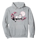 Moonlit Sakura Dreaming Cat Graphic Cozy Gifts for Men Women Boy Kids Pull Over Hoodie