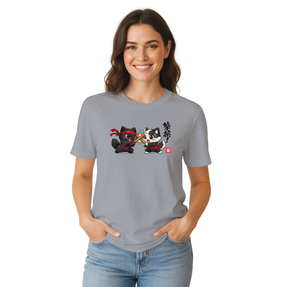 Shinobi Scuffle Chibi Ninja Cats Anime Sparring Artwork Adorable Gifts for Men Women Boy Kids T-Shirt
