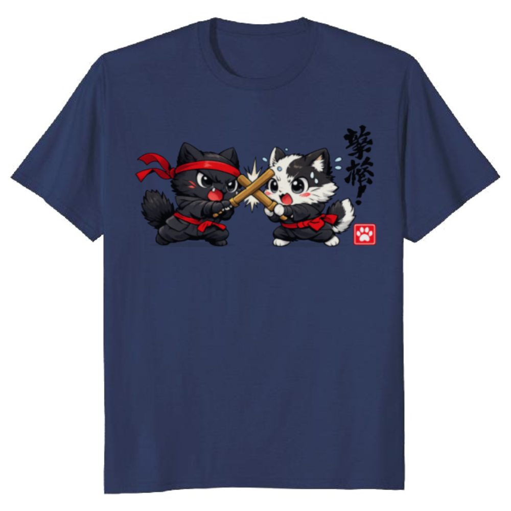 Shinobi Scuffle Chibi Ninja Cats Anime Sparring Artwork Adorable Gifts for Men Women Boy Kids T-Shirt