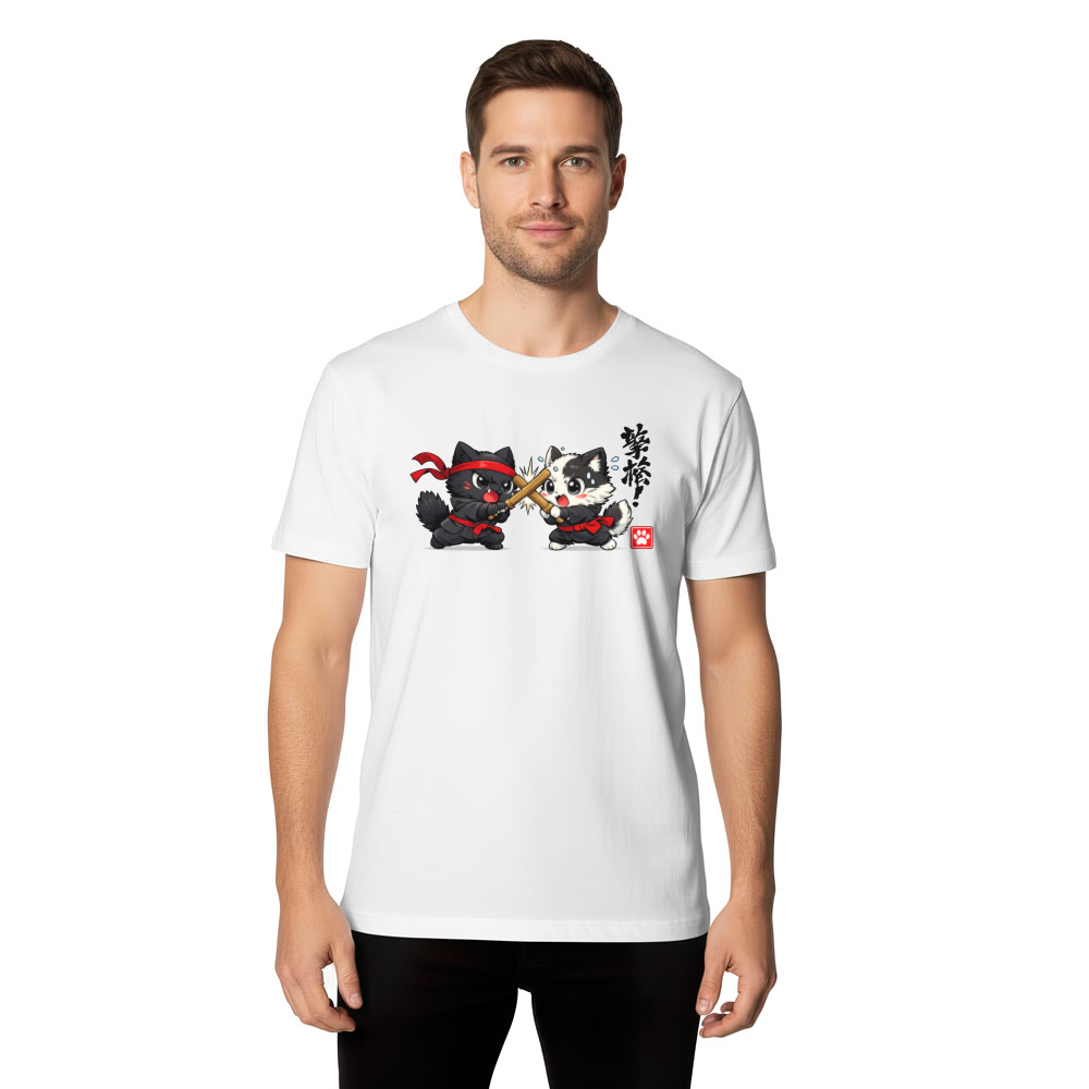 Shinobi Scuffle Chibi Ninja Cats Anime Sparring Artwork Adorable Gifts for Men Women Boy Kids T-Shirt