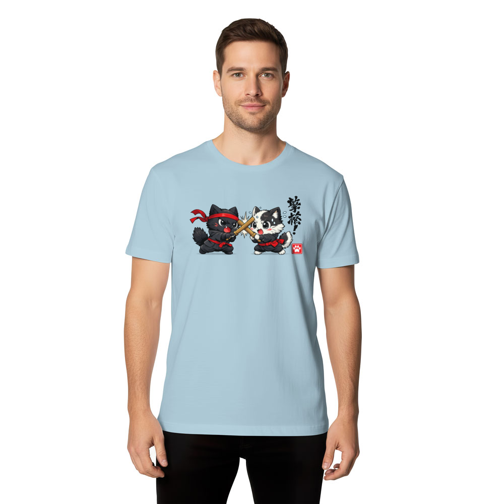 Shinobi Scuffle Chibi Ninja Cats Anime Sparring Artwork Adorable Gifts for Men Women Boy Kids T-Shirt