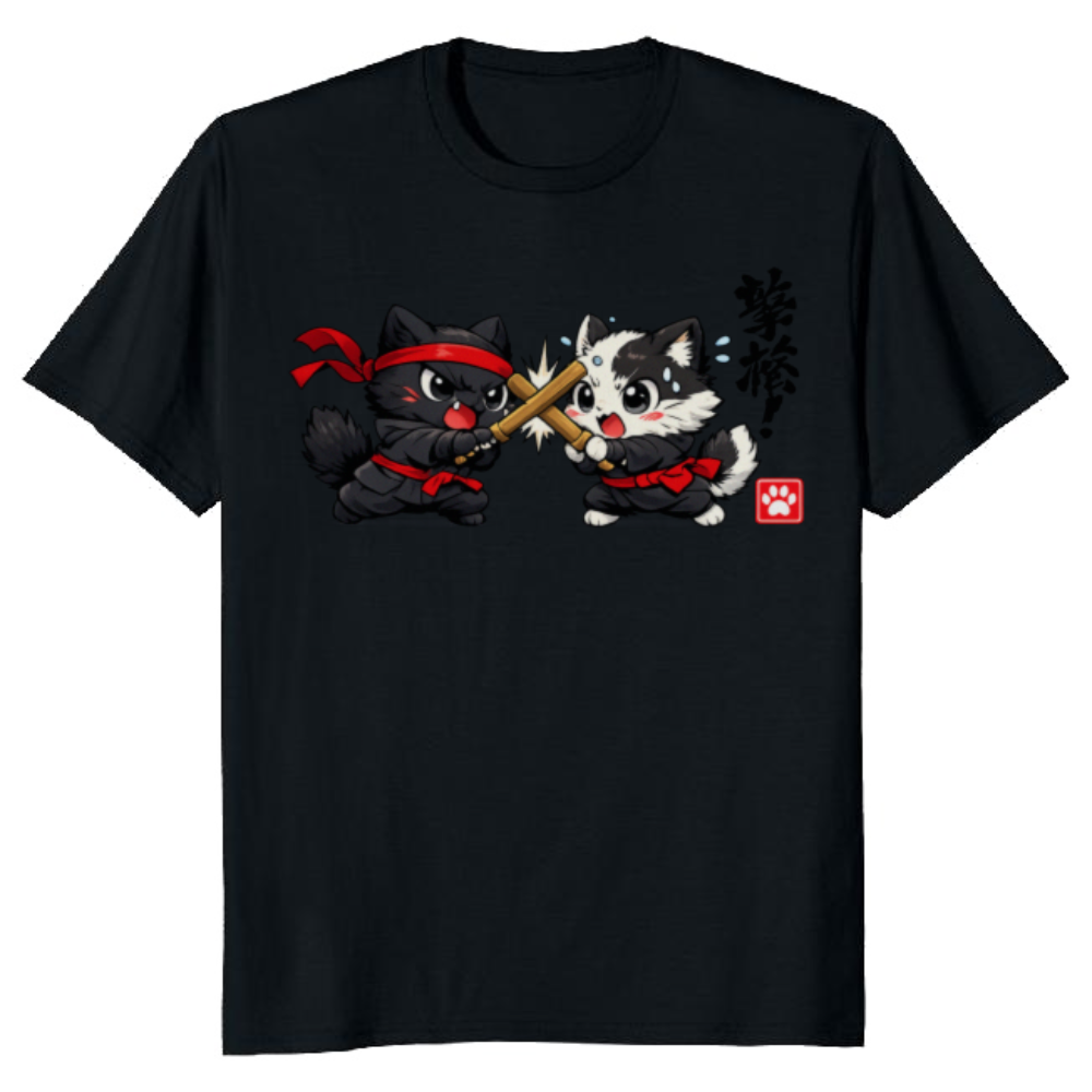 Shinobi Scuffle Chibi Ninja Cats Anime Sparring Artwork Adorable Gifts for Men Women Boy Kids T-Shirt