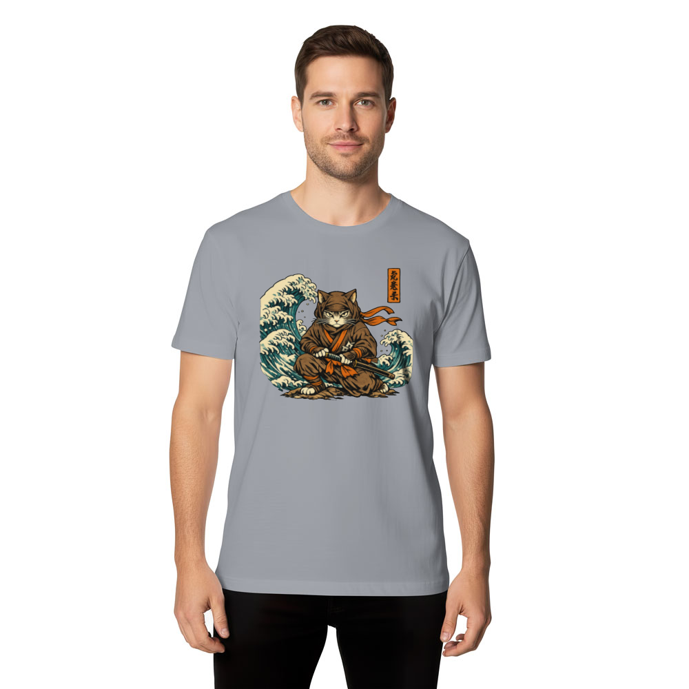 Shinobi Of The Surging Tide Ukiyo-e Ninja Cat T-Shirt Artful Gifts for Men Women Boy Kids T-Shirt