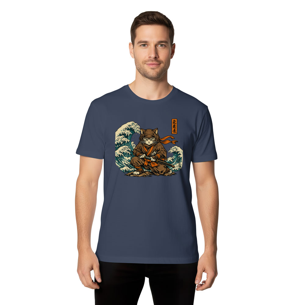 Shinobi Of The Surging Tide Ukiyo-e Ninja Cat T-Shirt Artful Gifts for Men Women Boy Kids T-Shirt