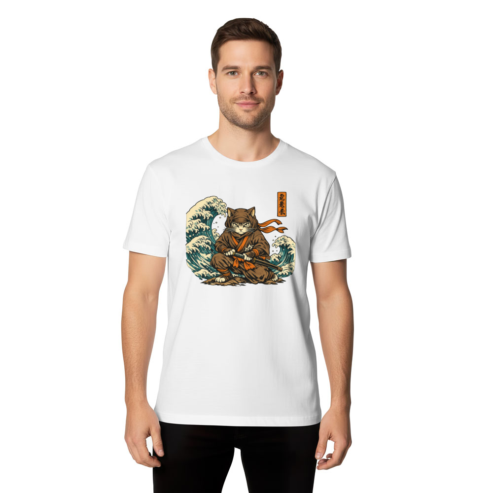 Shinobi Of The Surging Tide Ukiyo-e Ninja Cat T-Shirt Artful Gifts for Men Women Boy Kids T-Shirt