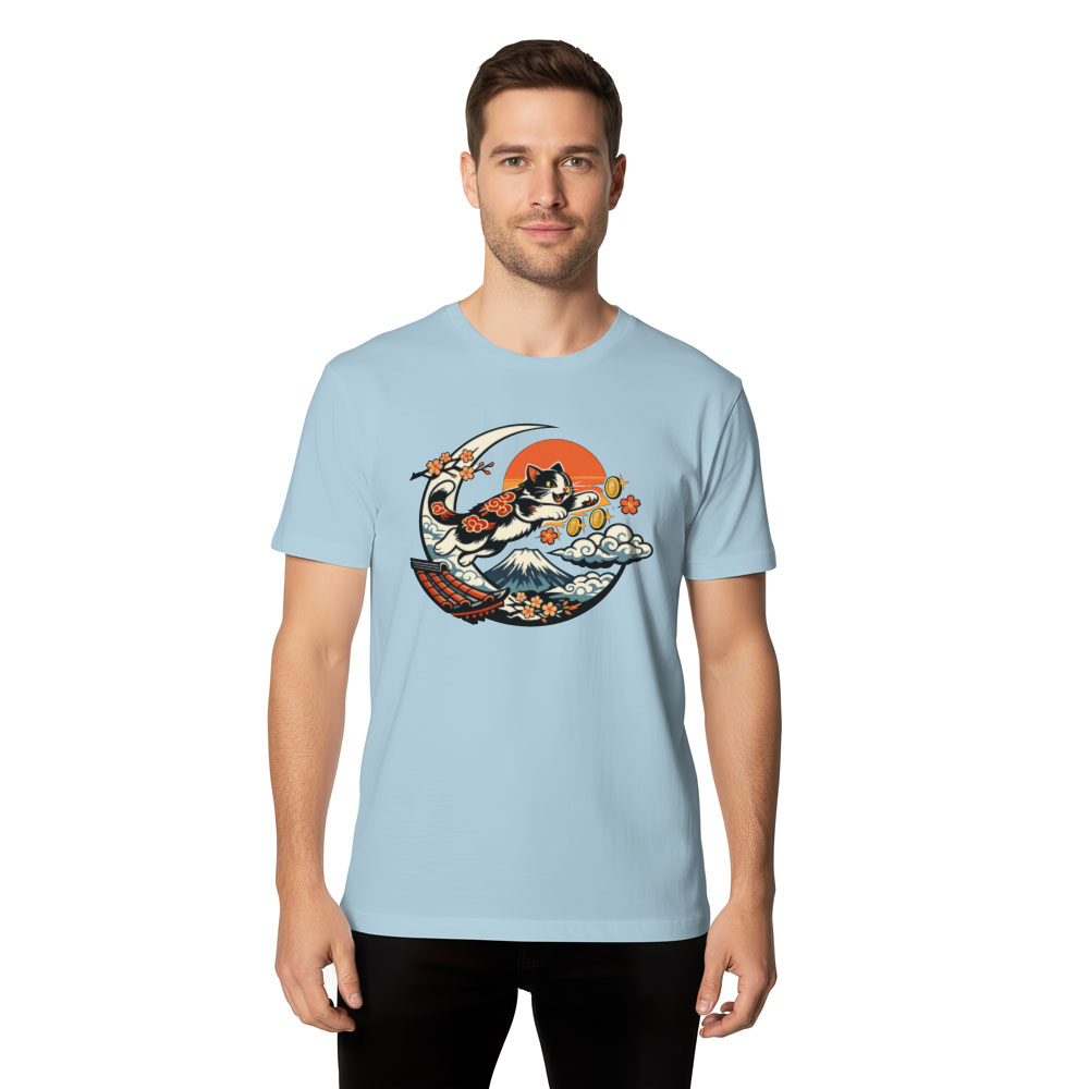Ukiyo-e Arcade Leaping Neko Tee With Retro Gaming Cat Art Nostalgic Gifts for Men Women Boy Kids T-Shirt
