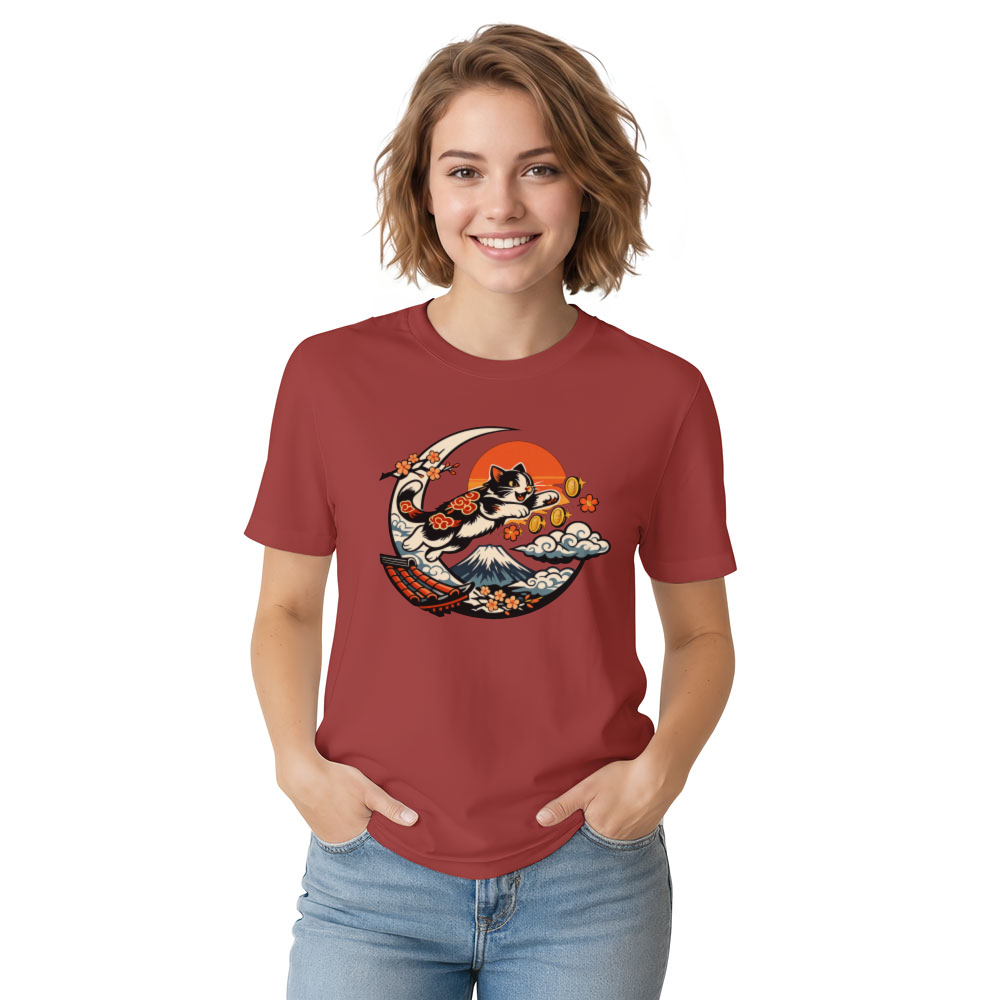Ukiyo-e Arcade Leaping Neko Tee With Retro Gaming Cat Art Nostalgic Gifts for Men Women Boy Kids T-Shirt