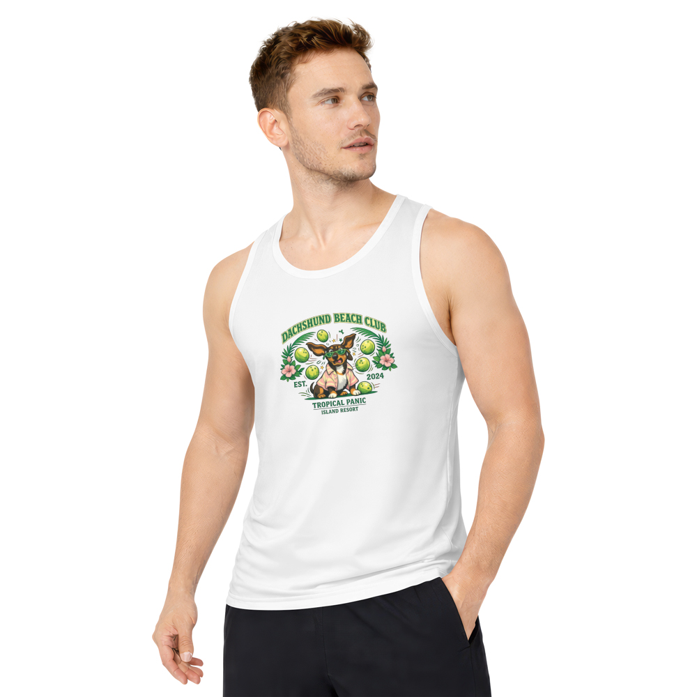 Collegiate Dachshund Tank Top Tropical Panic Preppy Beach Club Summer Vacation, Novelty Gifts for Men Women Boy Kids Tank Top