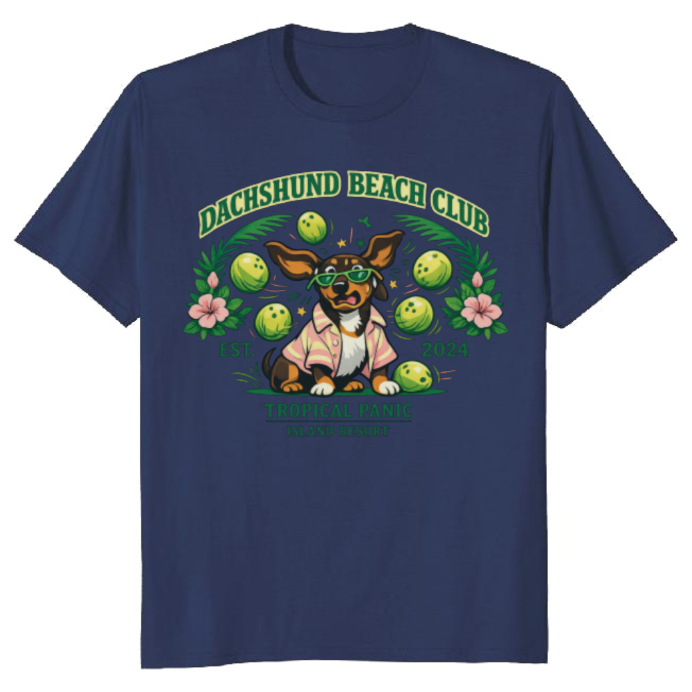 Tropical Panic Collegiate Dachshund Beach Club Cute Gifts for Men Women Boy Kids T-Shirt