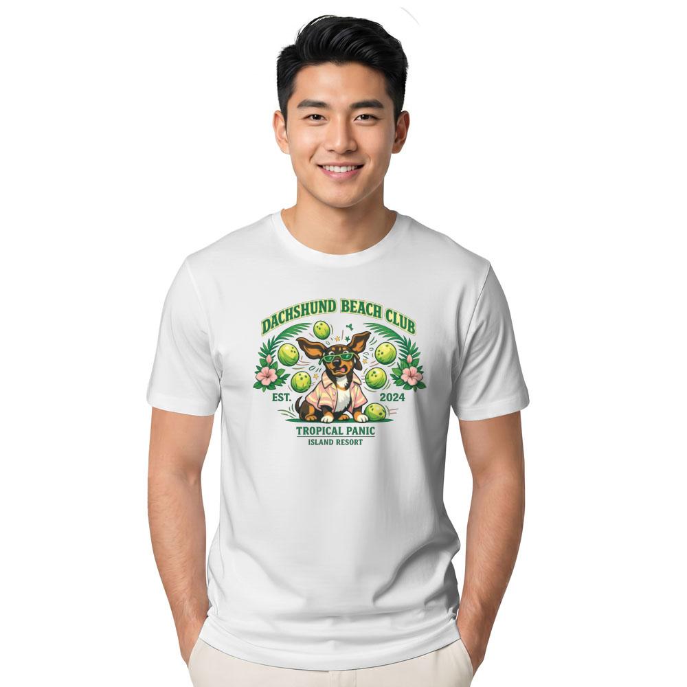 Tropical Panic Collegiate Dachshund Beach Club Cute Gifts for Men Women Boy Kids T-Shirt
