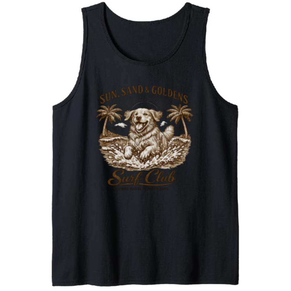Vintage Golden Retriever Surf Club Retro Beach Dog Wave Chaser Nostalgic Gifts for Men Women Boy Kids Tanktop - Unisex