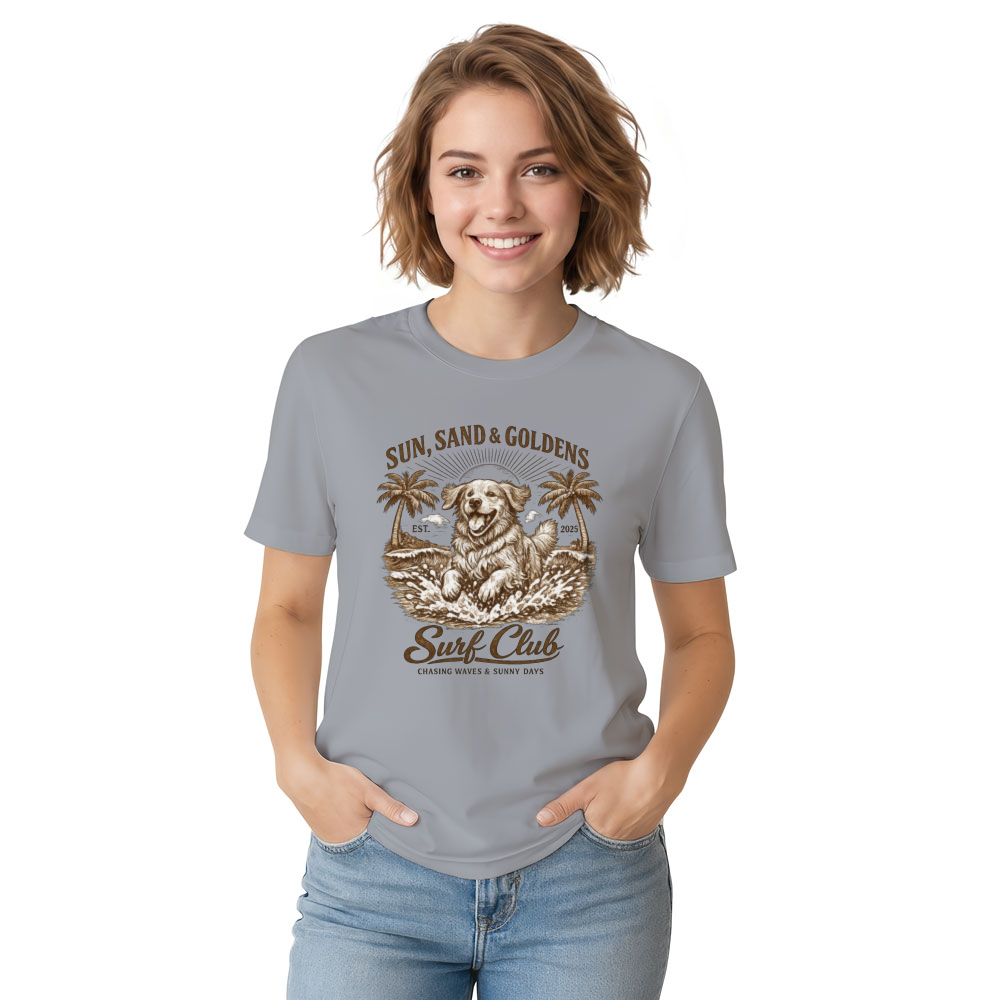 Vintage Golden Retriever Surf Club Beach Tee Sunny Gifts for Men Women Boy Kids T-Shirt