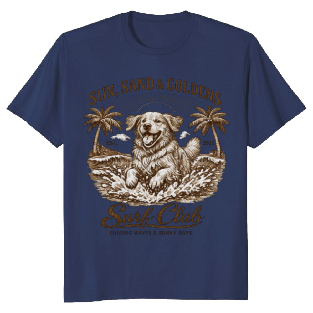 Vintage Golden Retriever Surf Club Beach Tee Sunny Gifts for Men Women Boy Kids T-Shirt