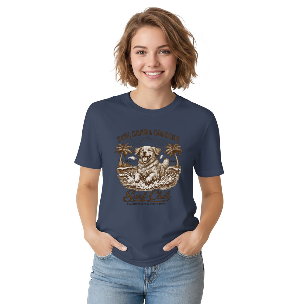Vintage Golden Retriever Surf Club Beach Tee Sunny Gifts for Men Women Boy Kids T-Shirt