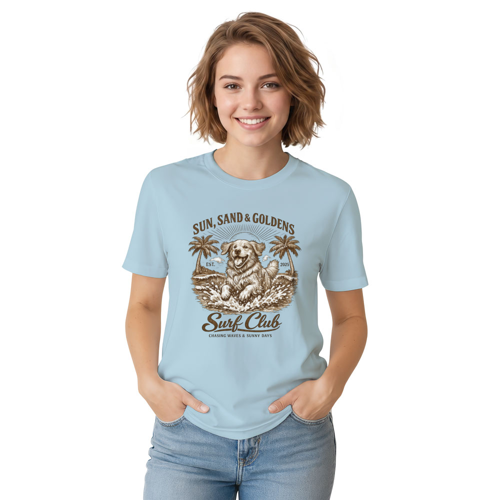 Vintage Golden Retriever Surf Club Beach Tee Sunny Gifts for Men Women Boy Kids T-Shirt