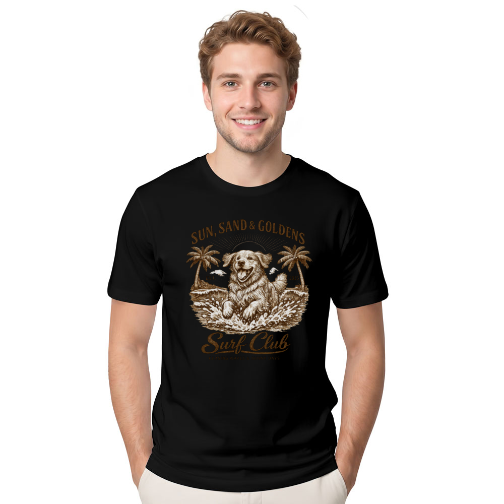 Vintage Golden Retriever Surf Club Beach Tee Sunny Gifts for Men Women Boy Kids T-Shirt