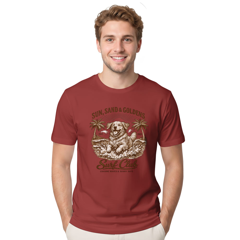 Vintage Golden Retriever Surf Club Beach Tee Sunny Gifts for Men Women Boy Kids T-Shirt
