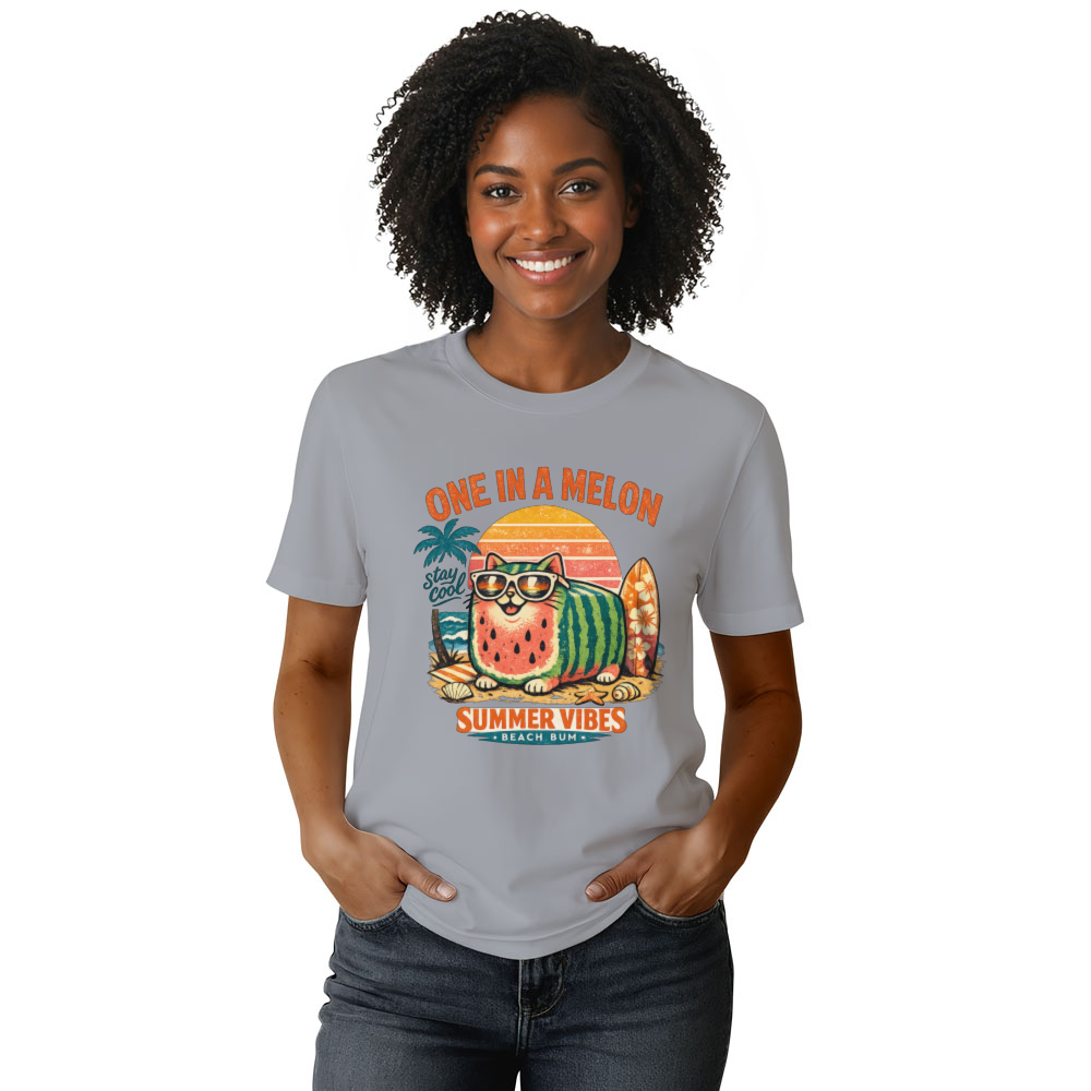 One in a Melon Retro Watermelon Cat Loaf Beach Graphic Cute Gifts for Men Women Boy Kids T-Shirt