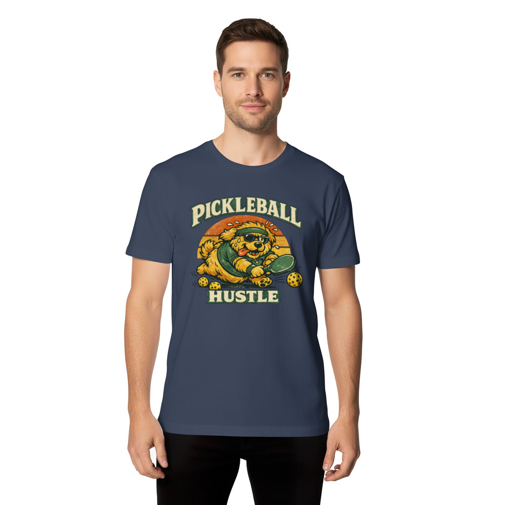 Pickleball Hustle Fluffy Golden Retriever T-Shirt Playful Vintage Mascot Retro Gifts for Men Women Boy Kids T-Shirt