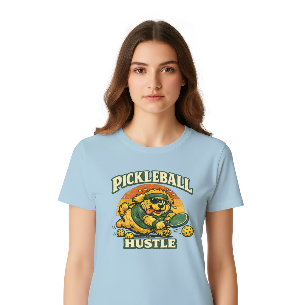 Pickleball Hustle Fluffy Golden Retriever T-Shirt Playful Vintage Mascot Retro Gifts for Men Women Boy Kids T-Shirt