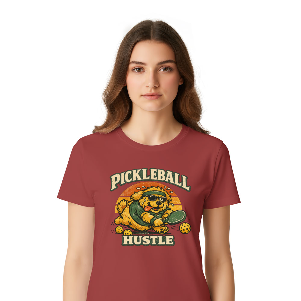 Pickleball Hustle Fluffy Golden Retriever T-Shirt Playful Vintage Mascot Retro Gifts for Men Women Boy Kids T-Shirt