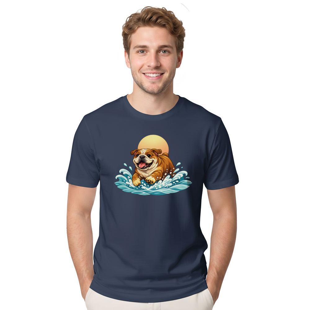 Aesthetic Chunky Bulldog Graphic Tee Salty Paws & Soft Waves Charming Gifts for Men Women Boy Kids T-Shirt