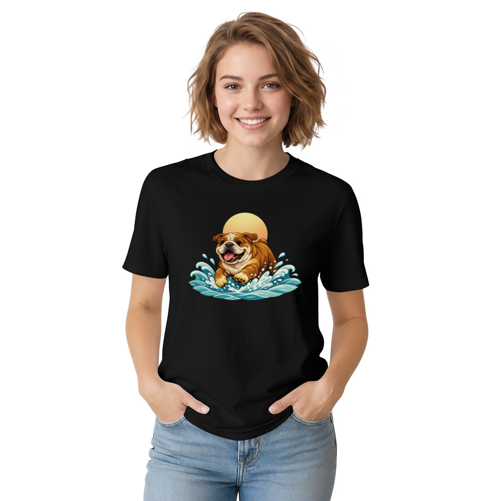 Aesthetic Chunky Bulldog Graphic Tee Salty Paws & Soft Waves Charming Gifts for Men Women Boy Kids T-Shirt
