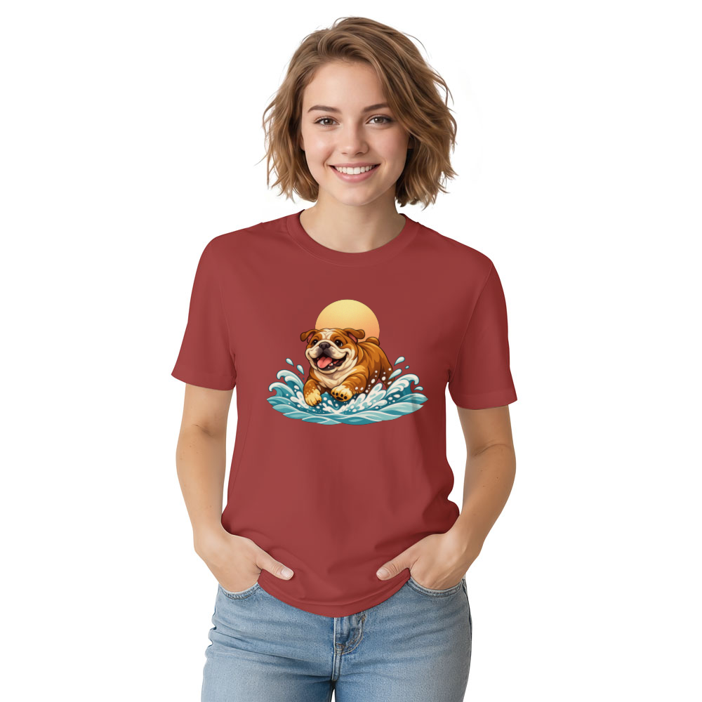Aesthetic Chunky Bulldog Graphic Tee Salty Paws & Soft Waves Charming Gifts for Men Women Boy Kids T-Shirt