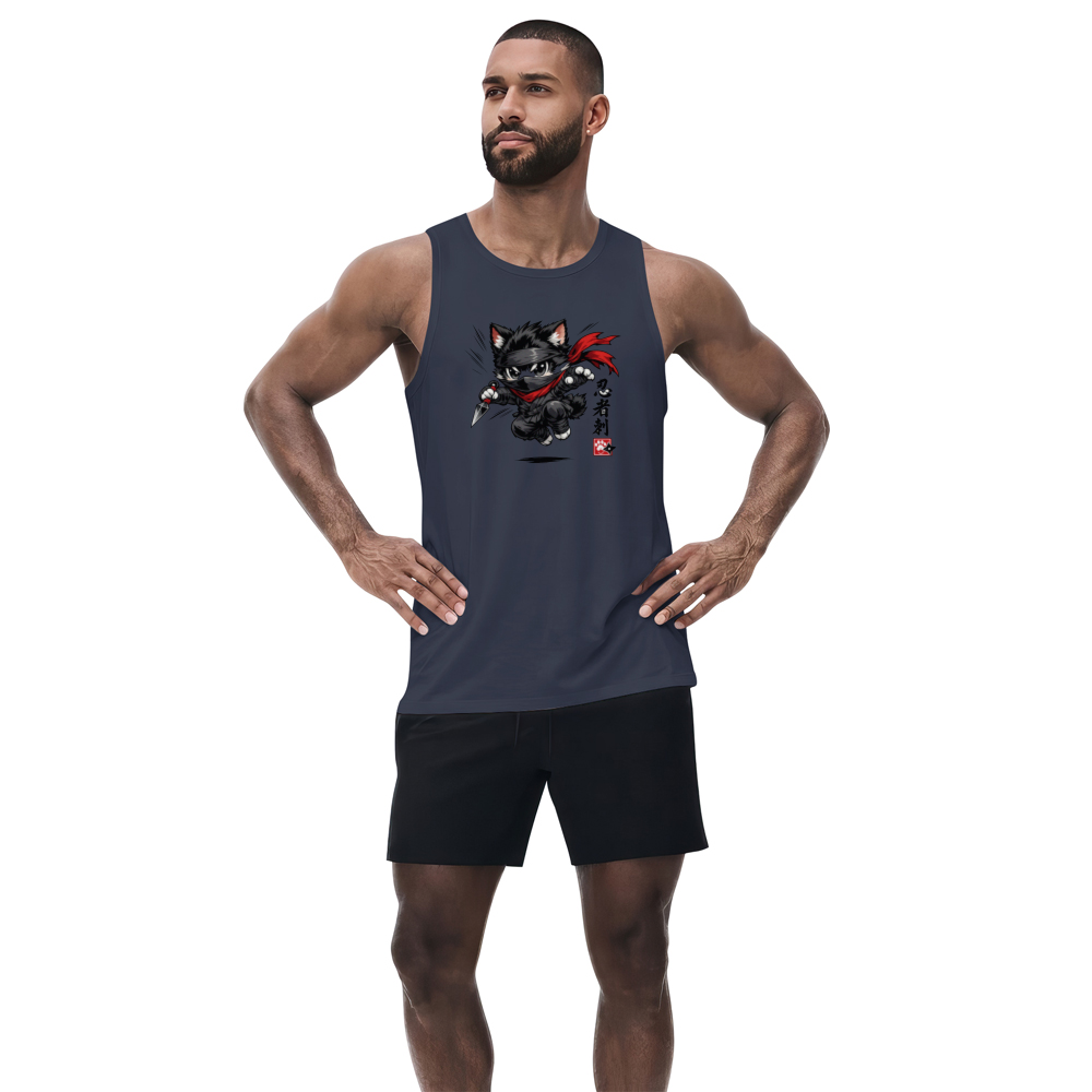 Chibi Ninja Cat Tanktop Aerial Assault Anime Manga Streetwear Playful Gifts for Men Women Boy Kids Tanktop - Unisex