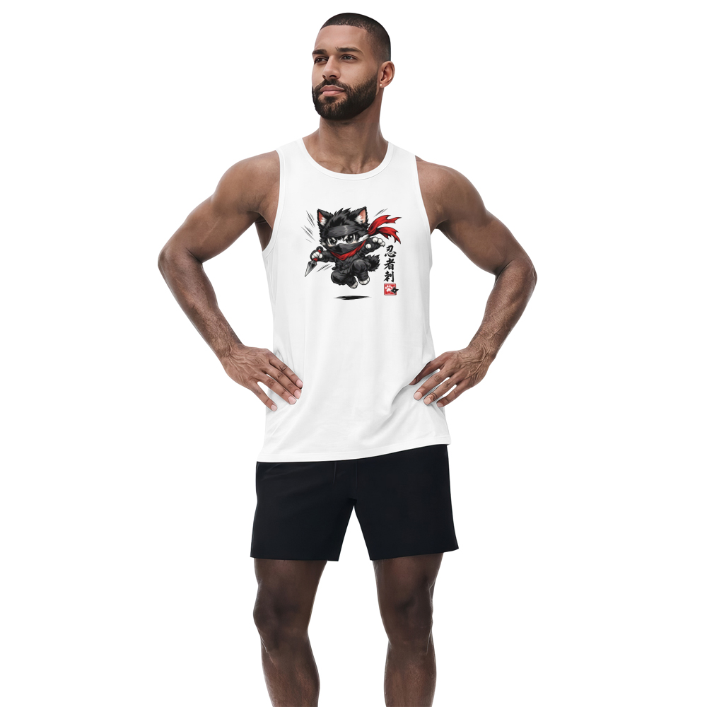 Chibi Ninja Cat Tanktop Aerial Assault Anime Manga Streetwear Playful Gifts for Men Women Boy Kids Tanktop - Unisex