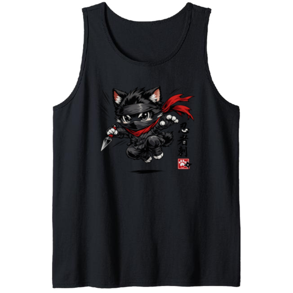 Chibi Ninja Cat Tanktop Aerial Assault Anime Manga Streetwear Playful Gifts for Men Women Boy Kids Tanktop - Unisex