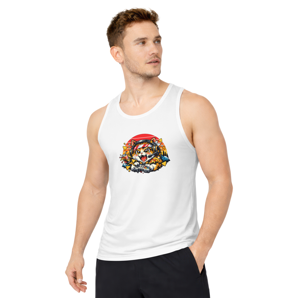 Synthwave Otaku Gamer Cat Tanktop Playful Retro Gifts for Men Women Boy Kids Tanktop - Unisex
