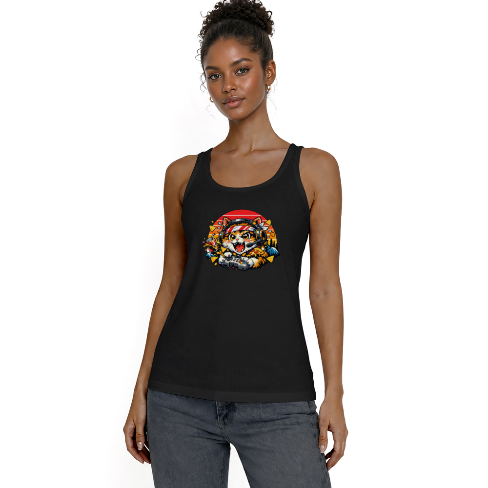 Synthwave Otaku Gamer Cat Tanktop Playful Retro Gifts for Men Women Boy Kids Tanktop - Unisex