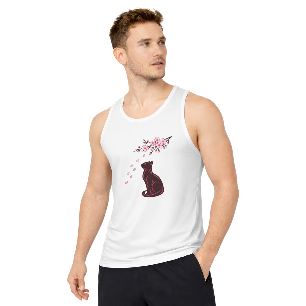 Sakura Serenity Cat Vector Calm Gifts for Men Women Boy Kids Tanktop - Unisex