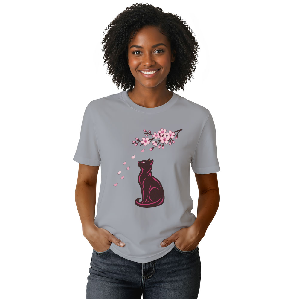 Sakura Serenity Cat T-Shirt Calm Petal Watcher Serene Gifts for Men Women Boy Kids T-Shirt