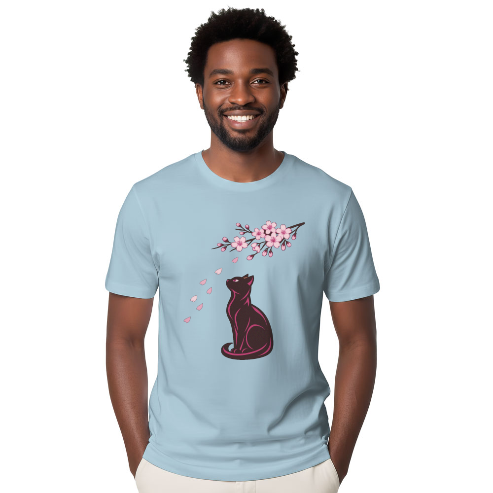 Sakura Serenity Cat T-Shirt Calm Petal Watcher Serene Gifts for Men Women Boy Kids T-Shirt