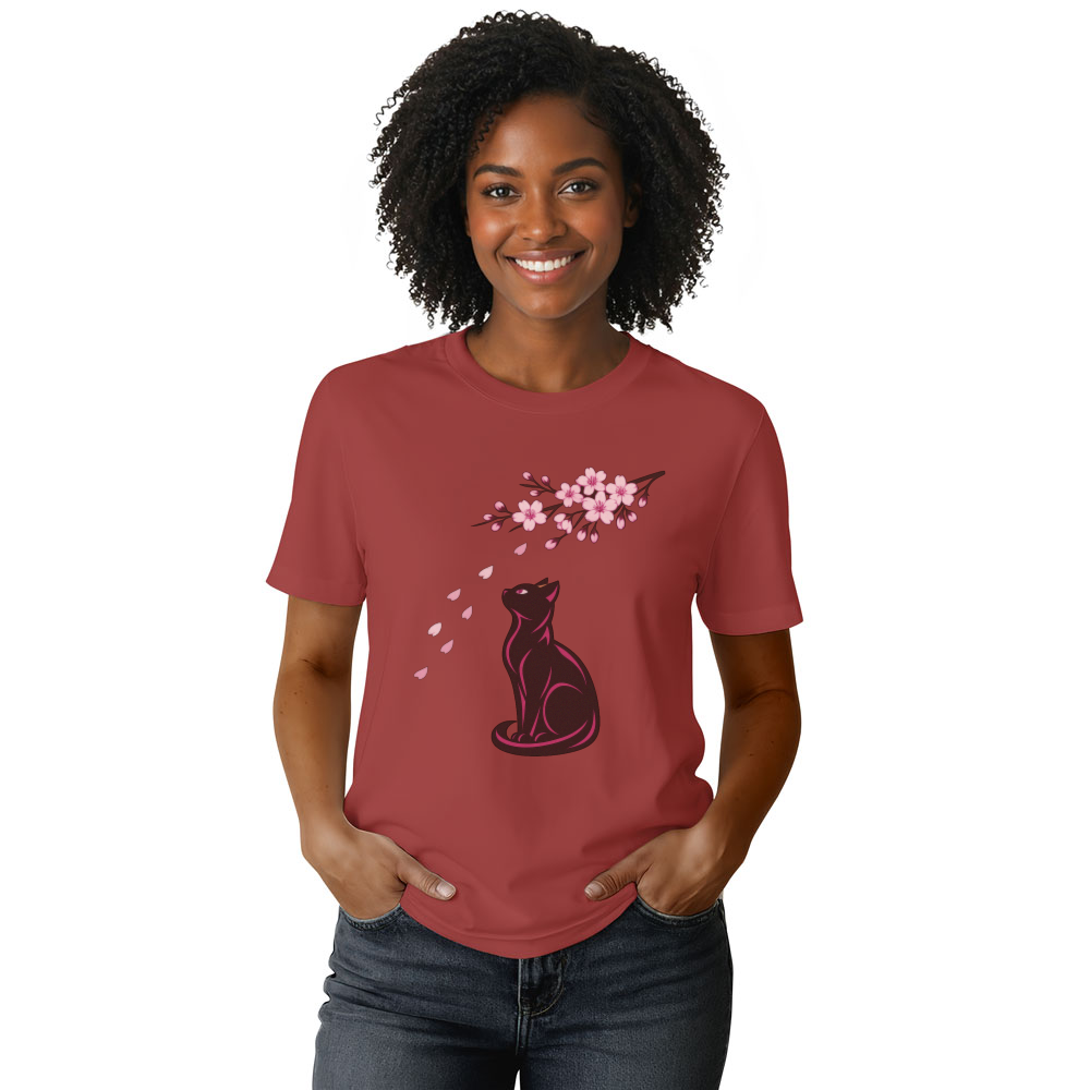 Sakura Serenity Cat T-Shirt Calm Petal Watcher Serene Gifts for Men Women Boy Kids T-Shirt