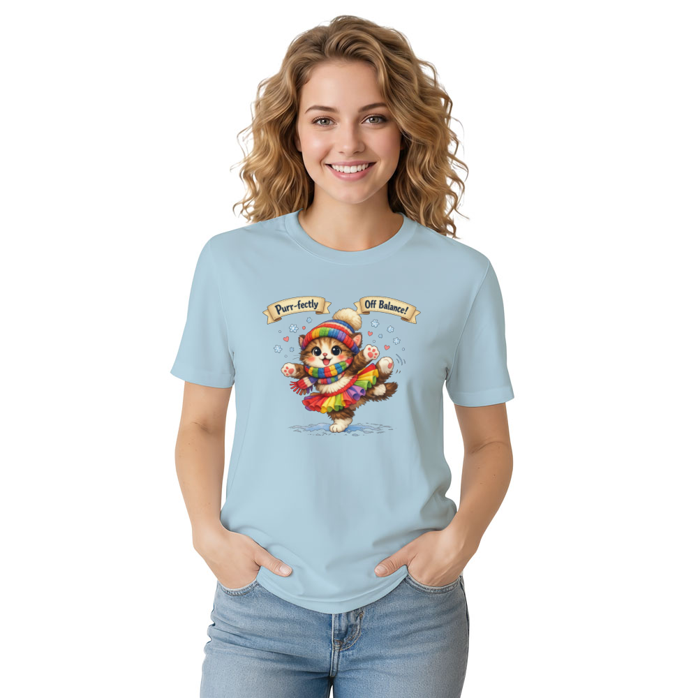 Snow Ballet Kitten T-Shirt Cute Ski Cat Illustration Adorable Gifts for Men Women Boy Kids T-Shirt