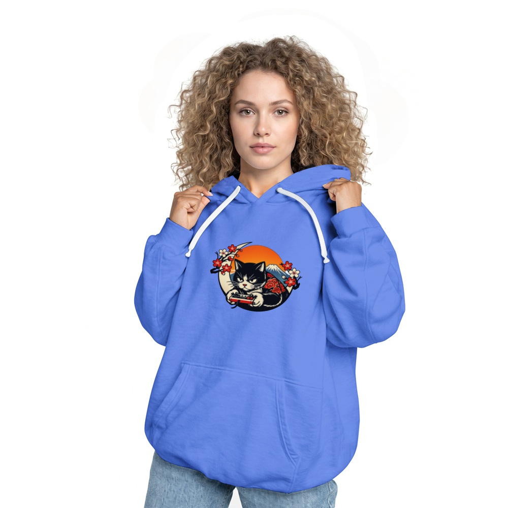 Ukiyo-e Retro Gamer Cat Pull Over Hoodie Playful Gifts for Men Women Boy Kids Pull Over Hoodie
