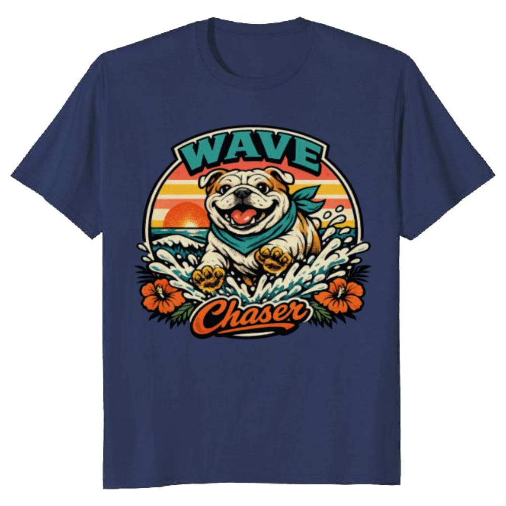 Retro Wave Chaser Chunky Bulldog Summer Graphic Cute Gifts for Men Women Boy Kids T-Shirt