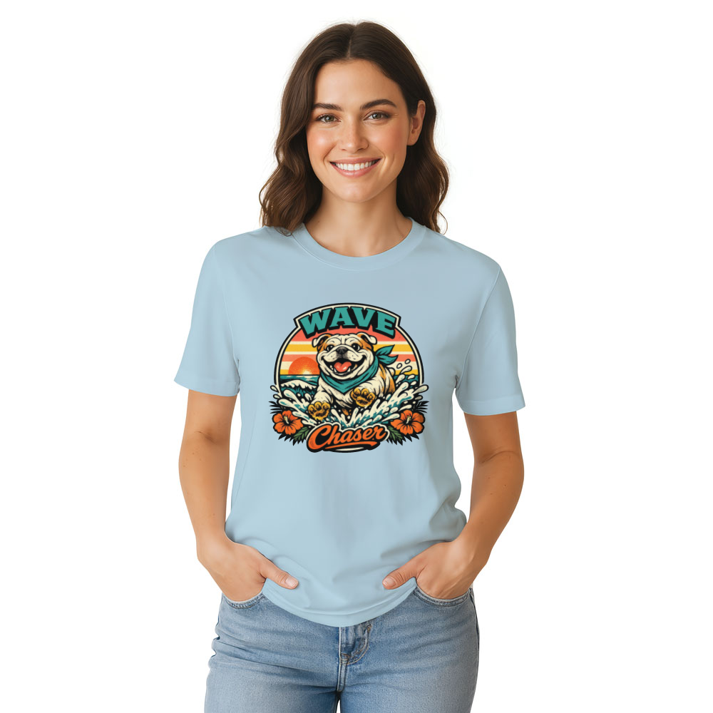 Retro Wave Chaser Chunky Bulldog Summer Graphic Cute Gifts for Men Women Boy Kids T-Shirt