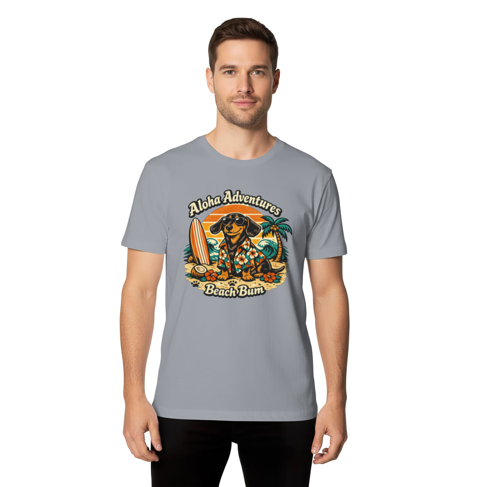 Aloha Adventures Retro 70s Hawaiian Dachshund Tee Novelty Gifts for Men Women Boy Kids T-Shirt