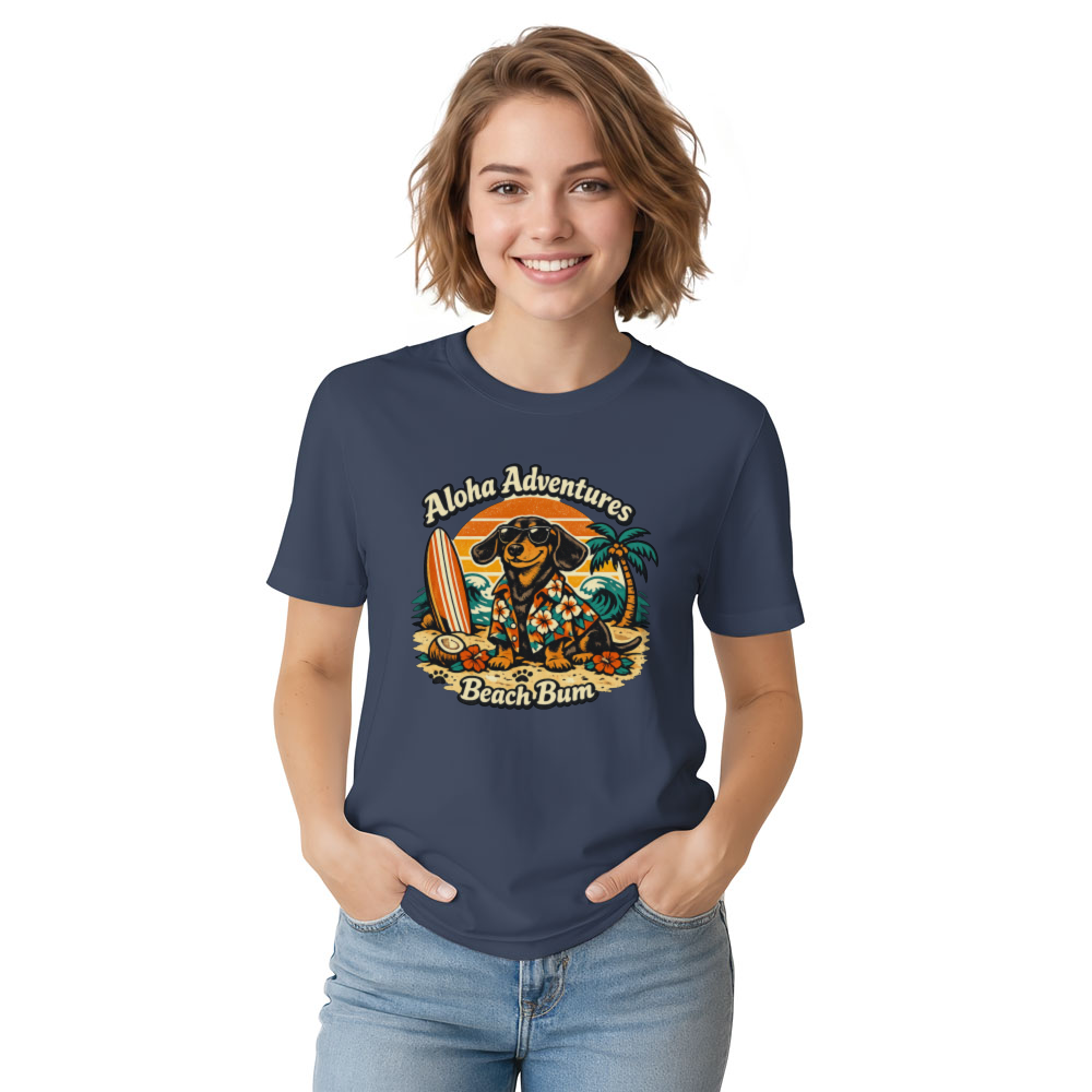 Aloha Adventures Retro 70s Hawaiian Dachshund Tee Novelty Gifts for Men Women Boy Kids T-Shirt