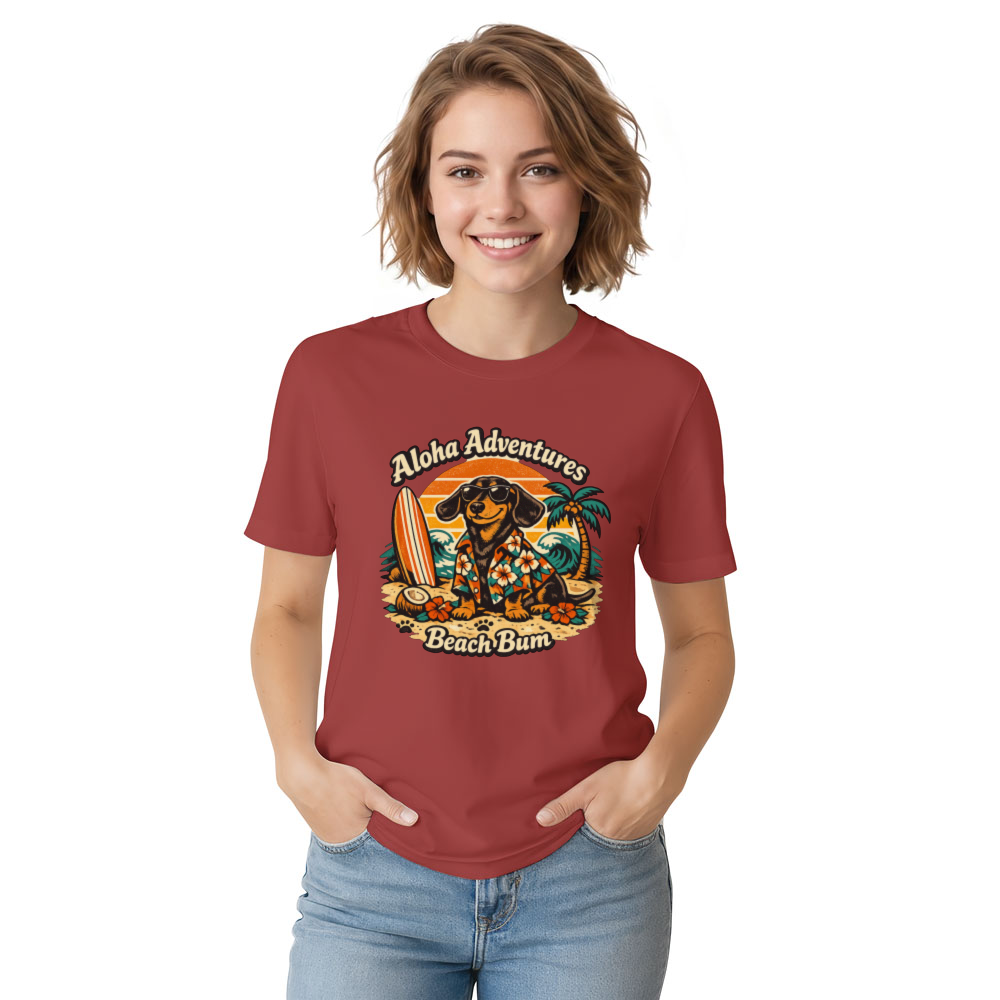 Aloha Adventures Retro 70s Hawaiian Dachshund Tee Novelty Gifts for Men Women Boy Kids T-Shirt