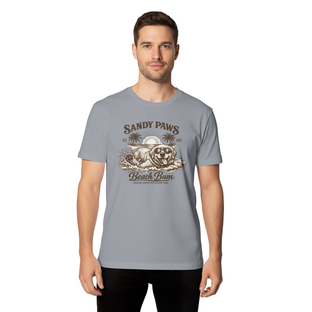 Golden Retriever Beach Graphic Tee Vintage Gifts for Men Women Boy Kids T-Shirt